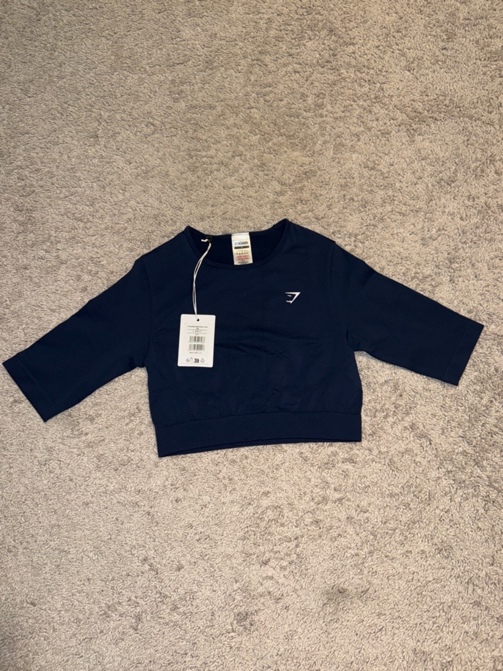 Gymshark Navy Cropped Crew Sweatshirt with Logo